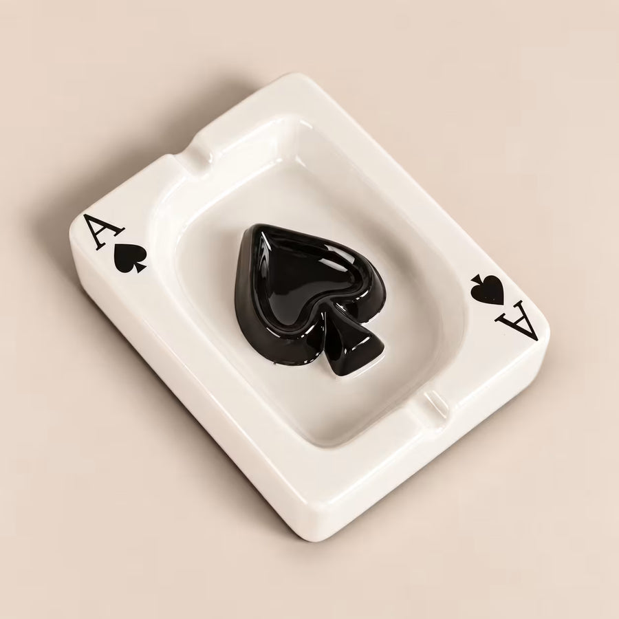 Ace of Spades ceramic playing card ashtray