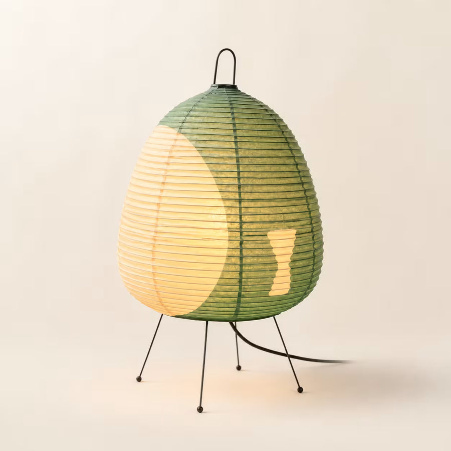 Kiri Celadon rice paper table lamp – front view