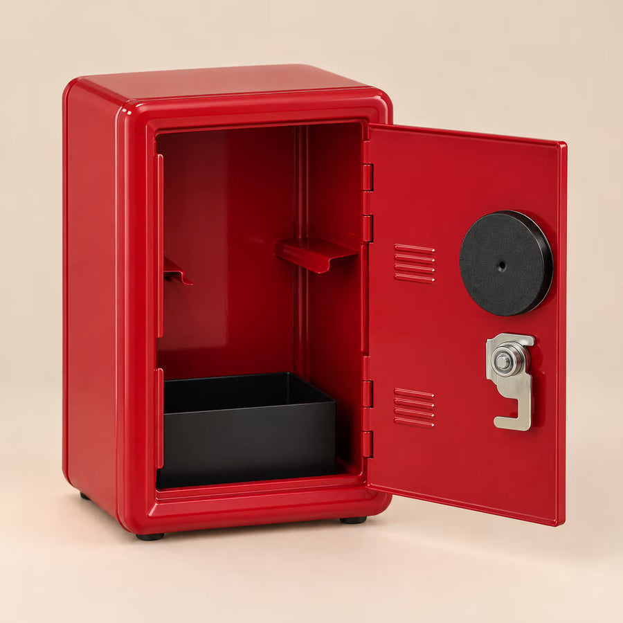 Red mini storage locker, alternate view