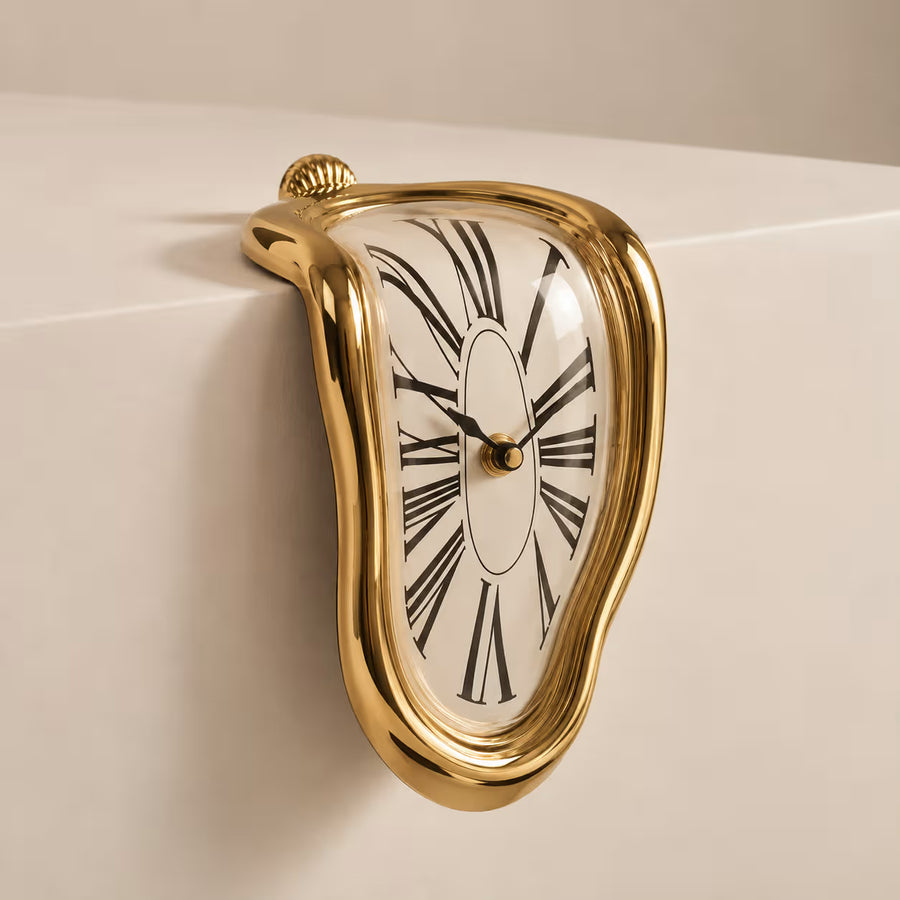 Gold Melting Clock, surreal dripping table clock