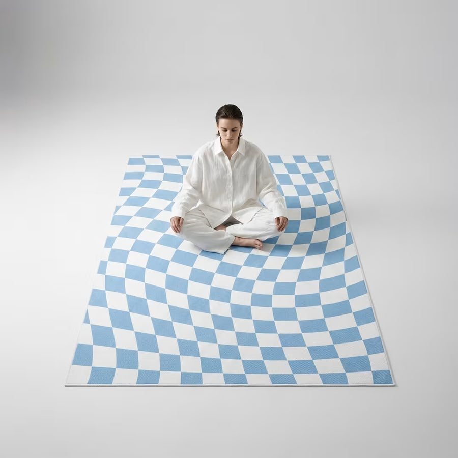 Retro Checkerboard Rug in a colourful room