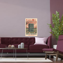 Hope Is Seasonal poster print with a vending machine beneath cherry blossoms — product view 16