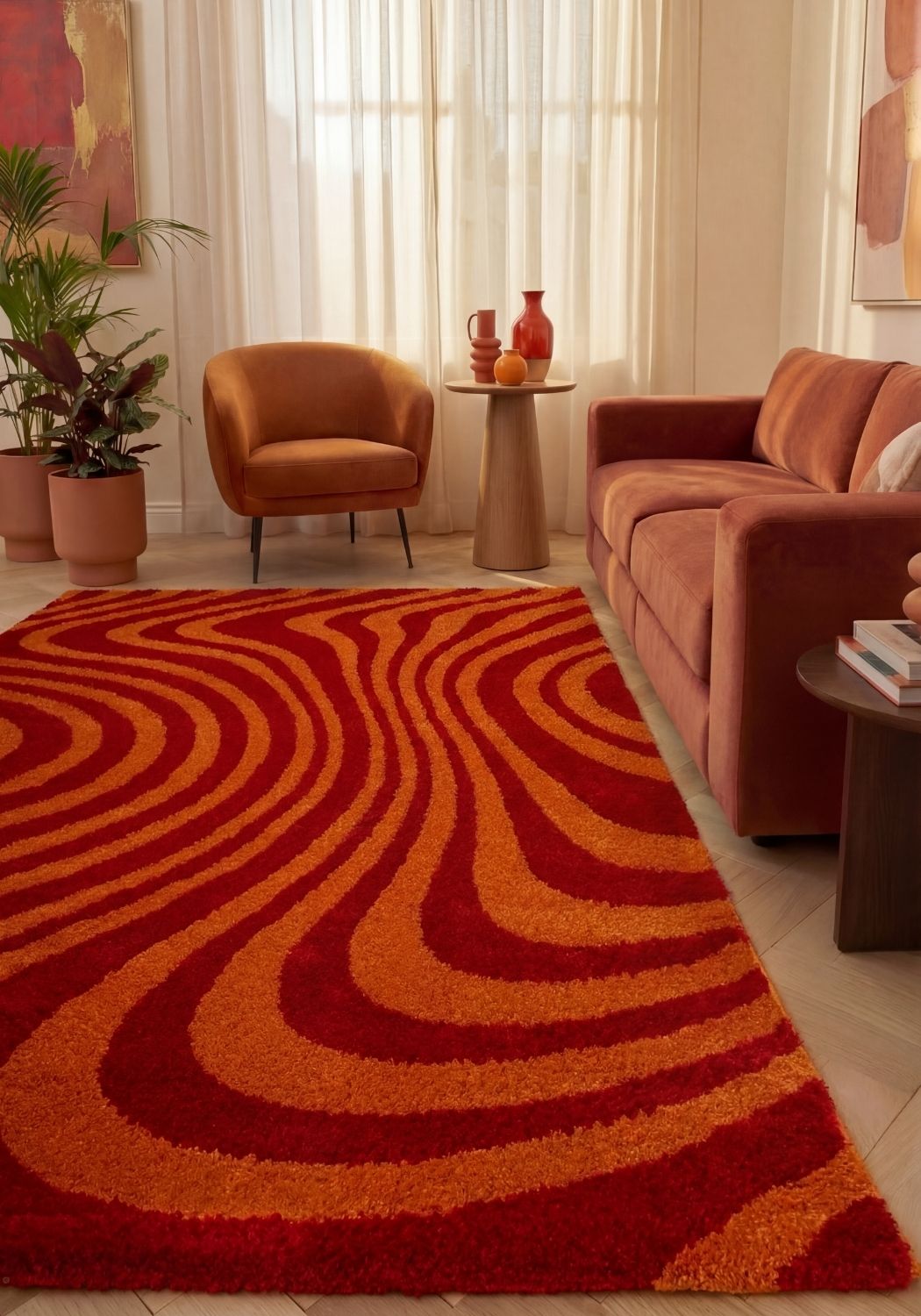 Ember Stripe Rug — styled interior view