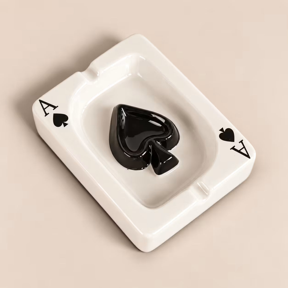 Ace of Spades ceramic playing card ashtray