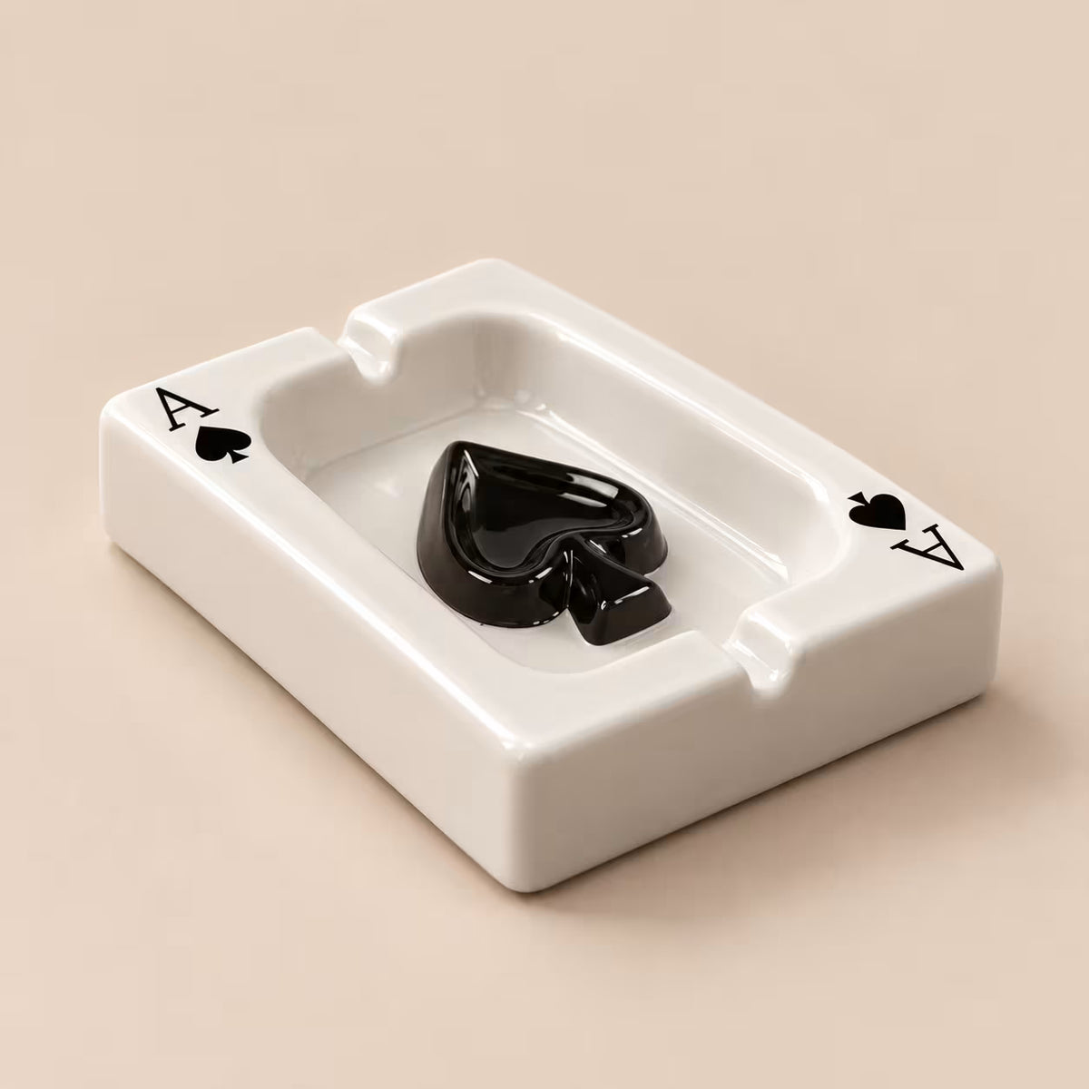 Ace of Spades ceramic ashtray, alternate view
