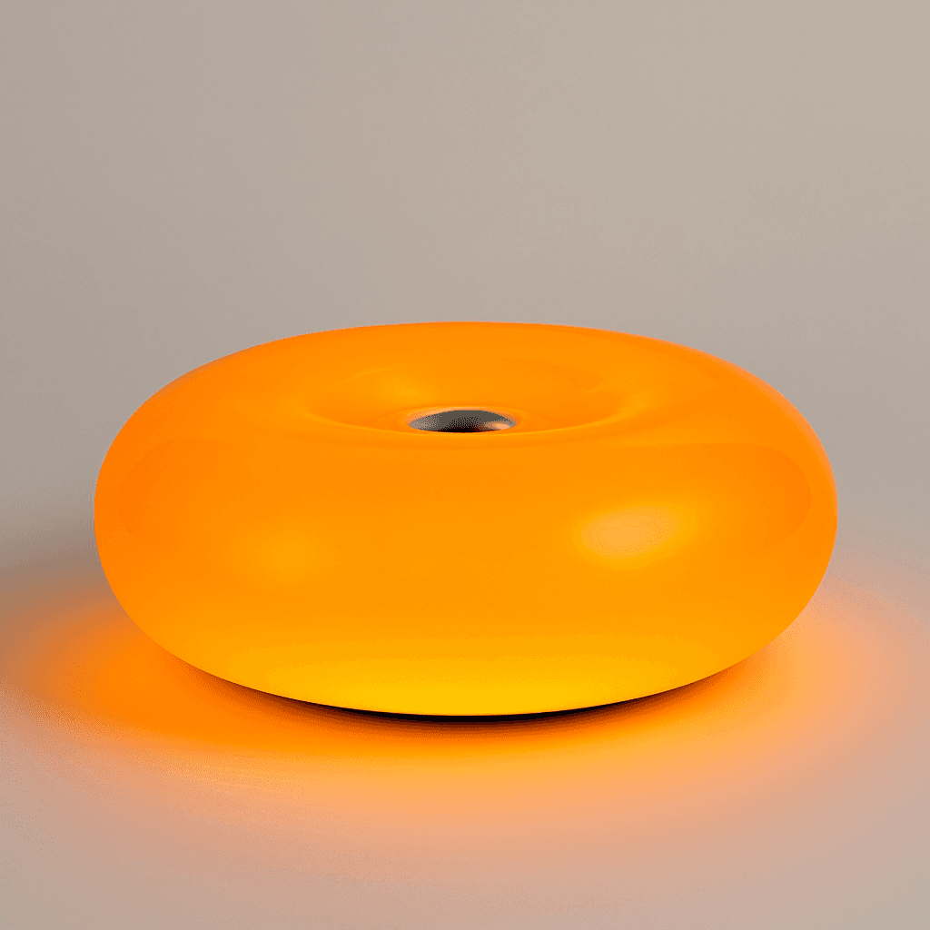 Orange Donut lamp with sculptural built-in LED glow