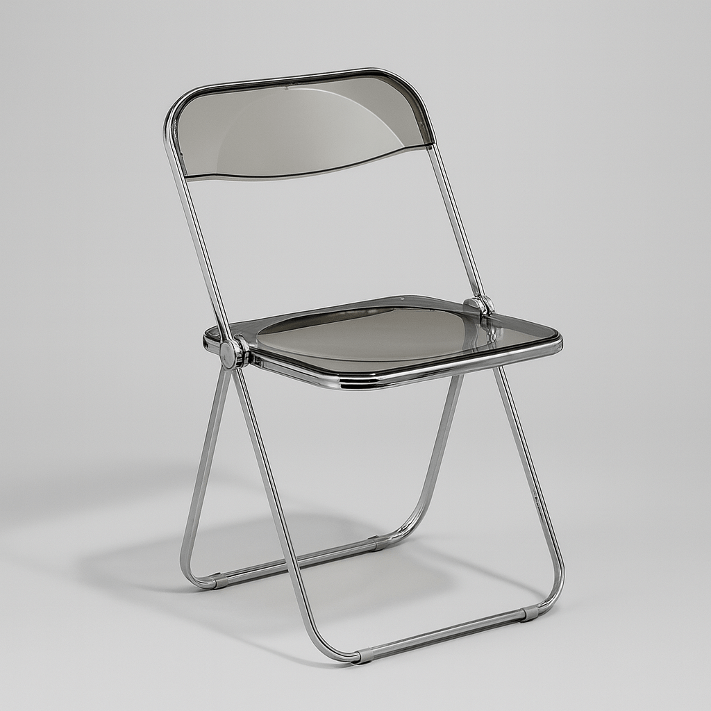 Cherry red folding chair with chrome-look frame