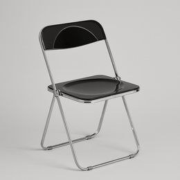 Amber folding chair with chrome-look frame