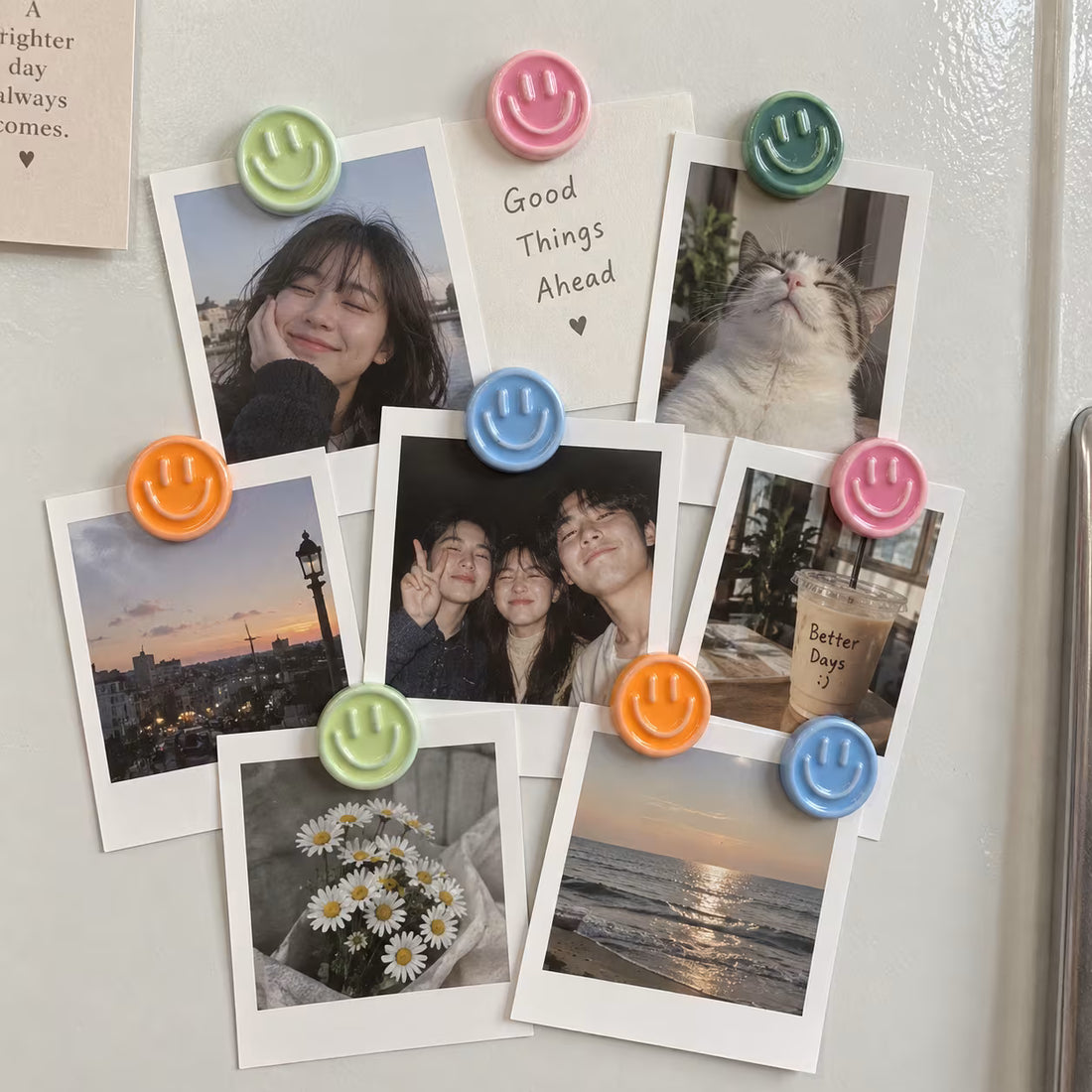 Smiley face fridge magnets lifestyle image, second view