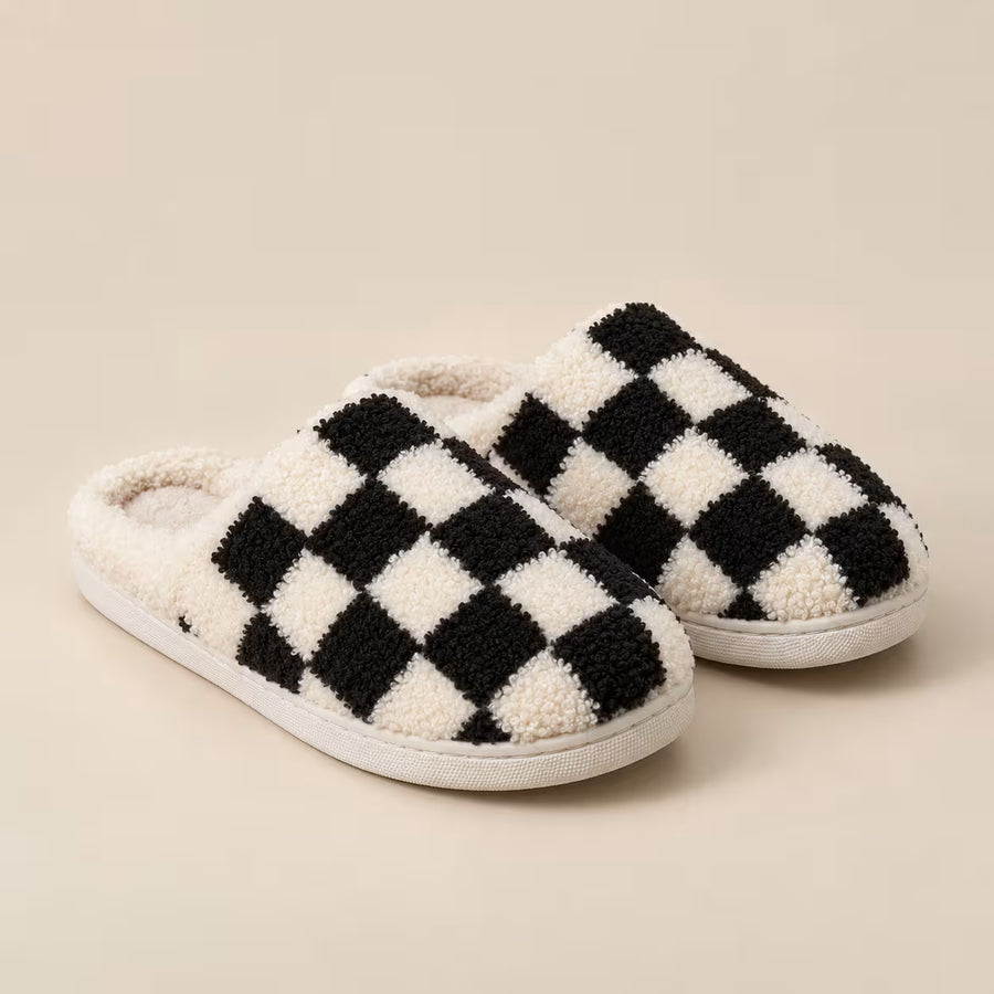 Cozy checkerboard slippers