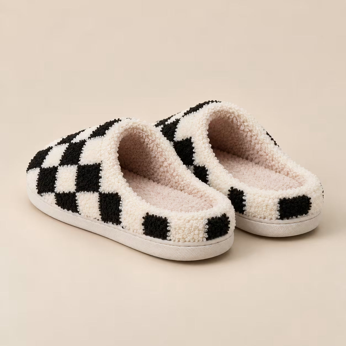 Cozy checkerboard slippers, alternate view