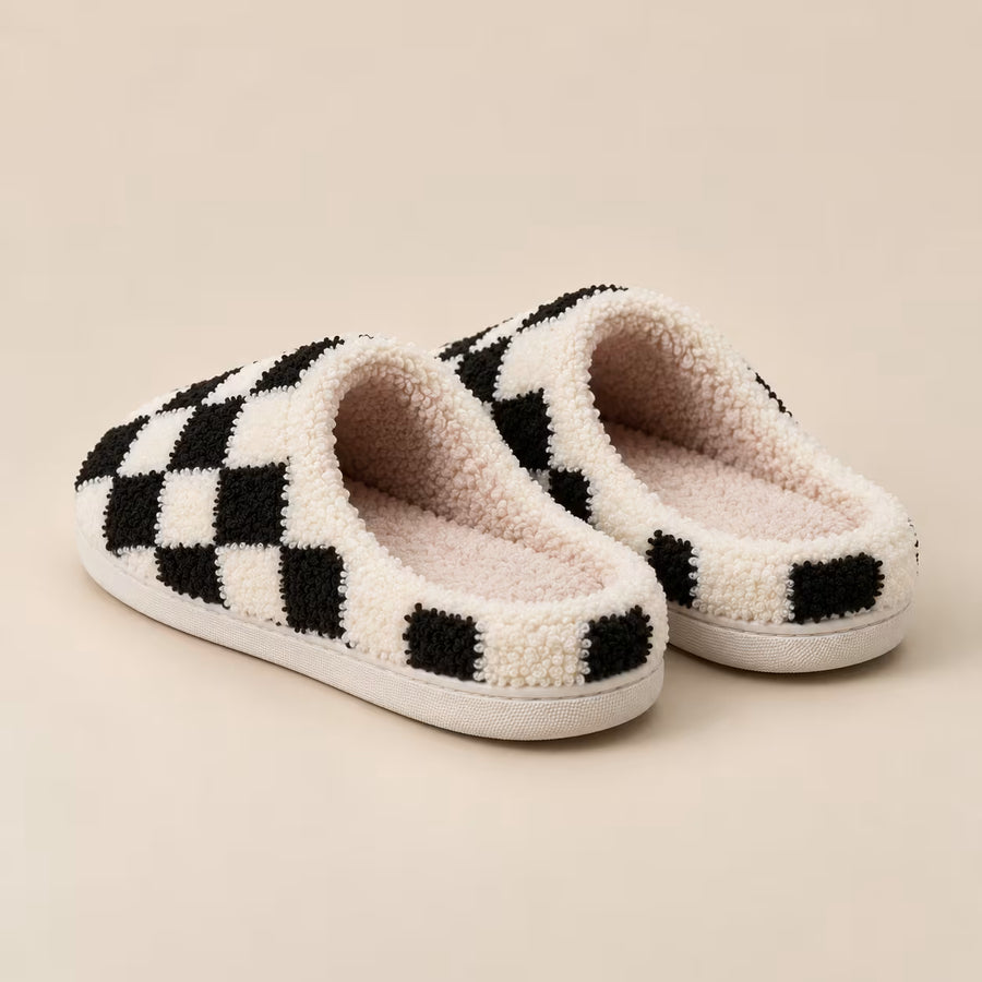 Cozy checkerboard slippers, alternate view
