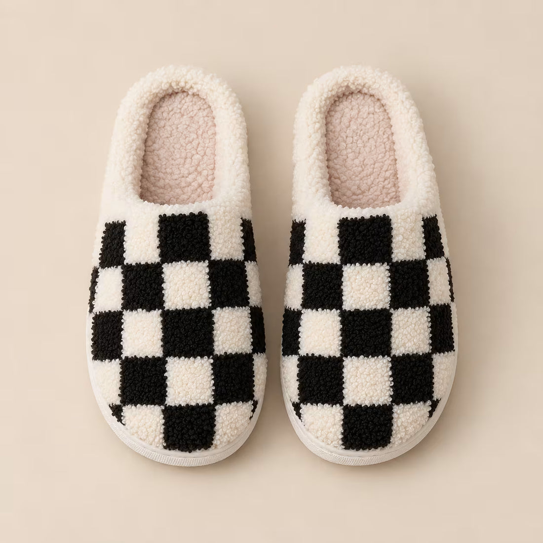Cozy checkerboard slippers, second alternate view