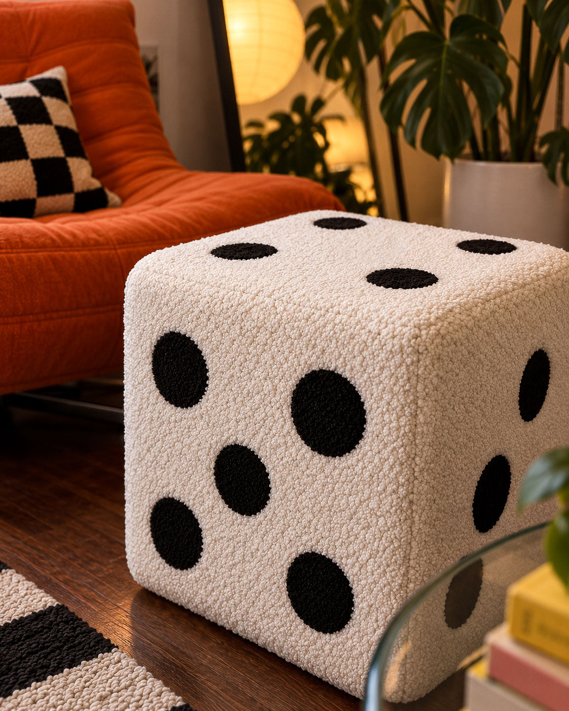 Dice footstool lifestyle photo, third view