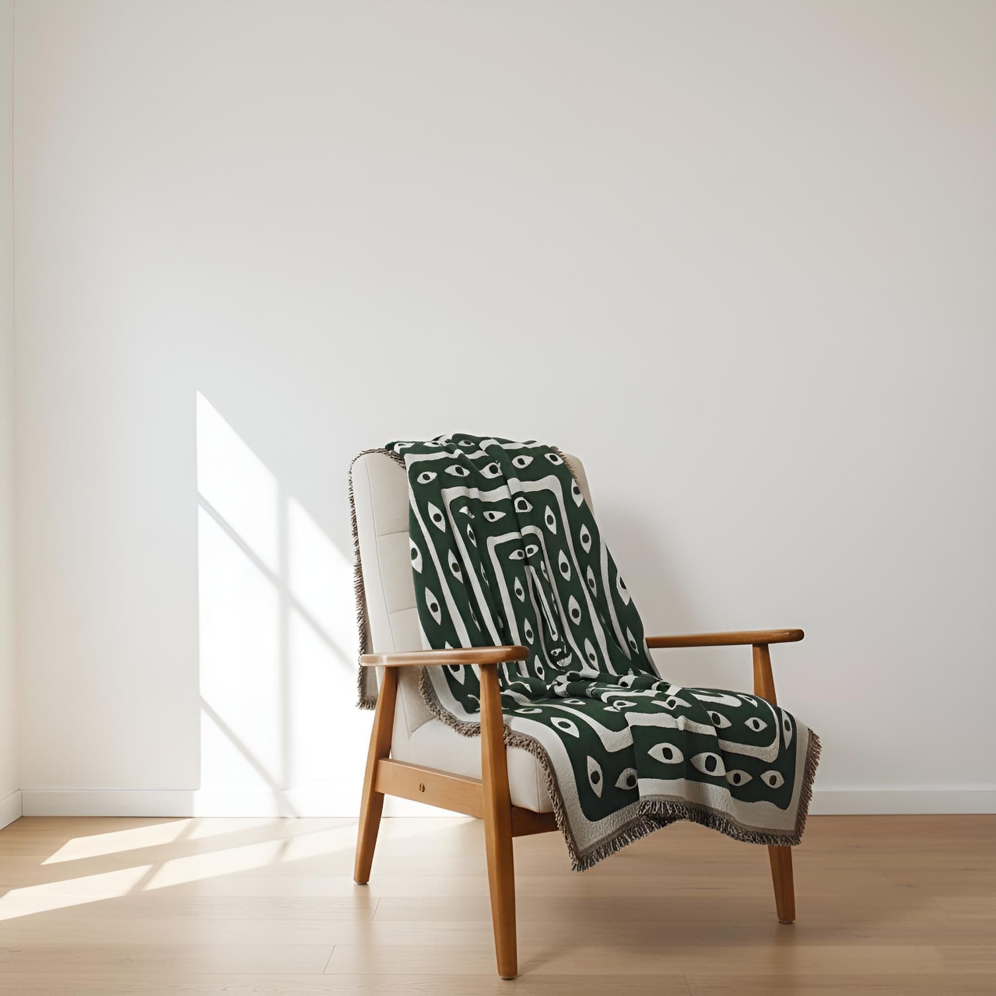 Mystic Gaze cotton throw displayed in an interior setting
