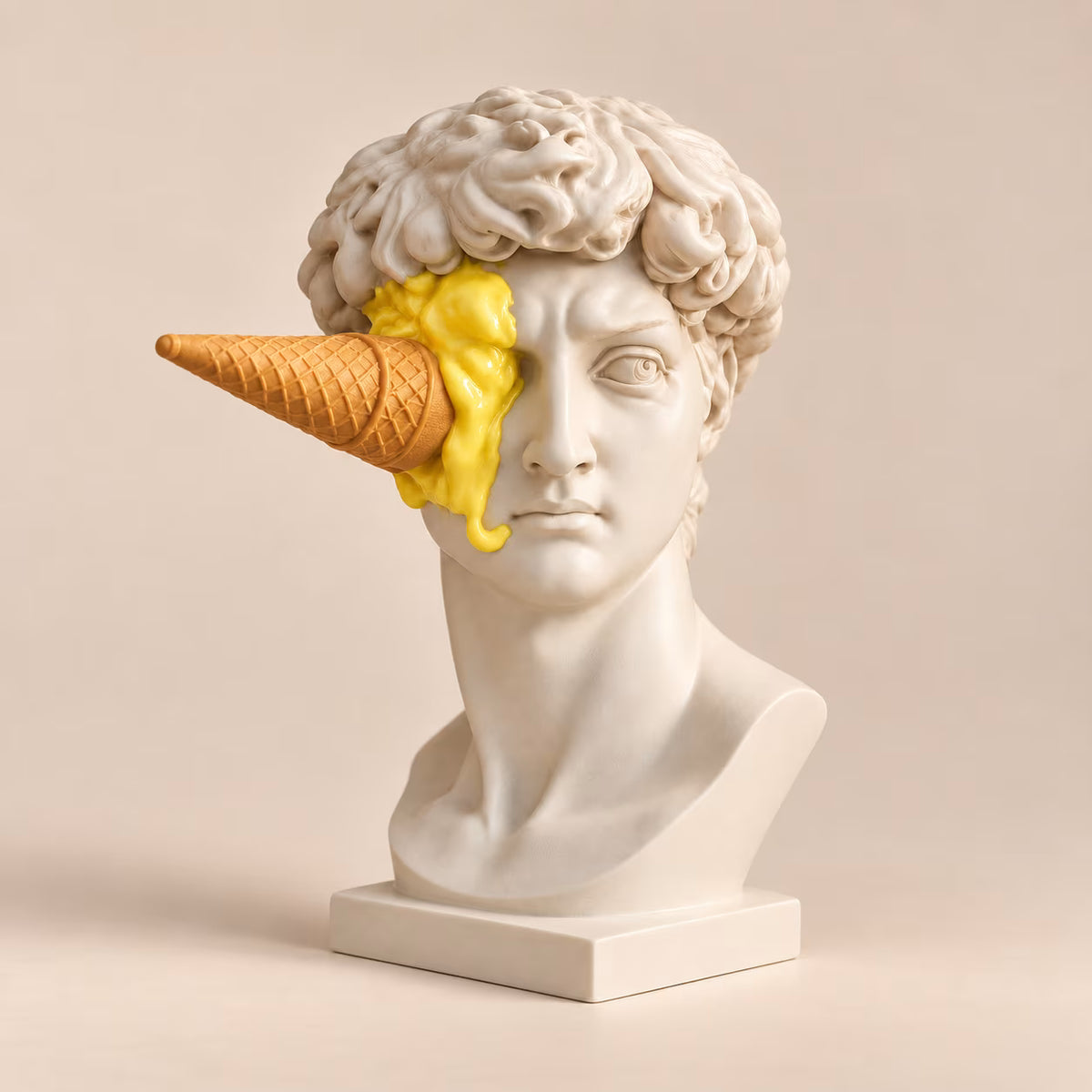 Light yellow Haagen David resin sculpture