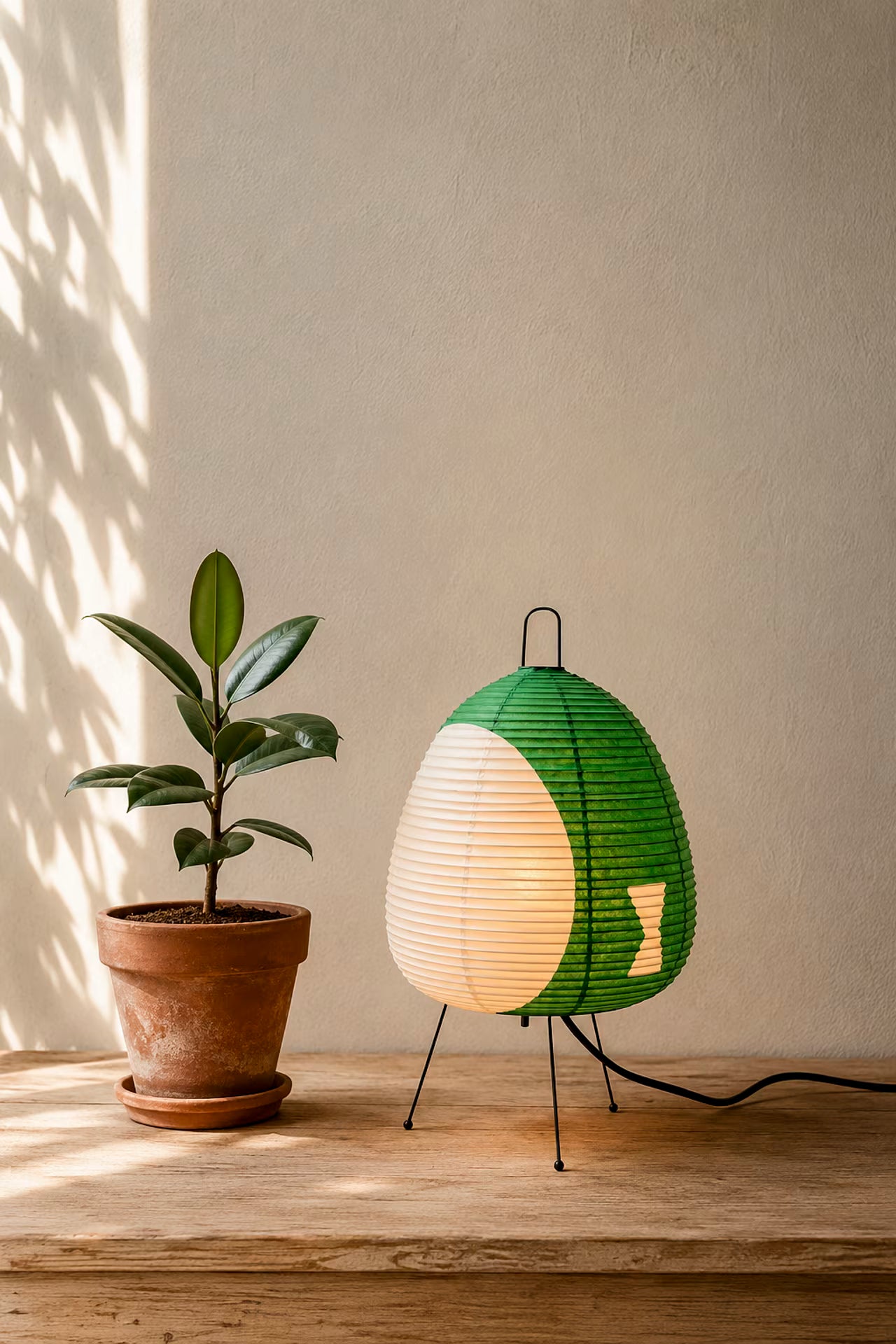 Kiri Celadon Wabi-sabi table lamp with included E27 LED bulb