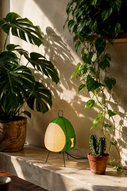 Kiri Celadon minimalist Japanese bedside lamp in muted green