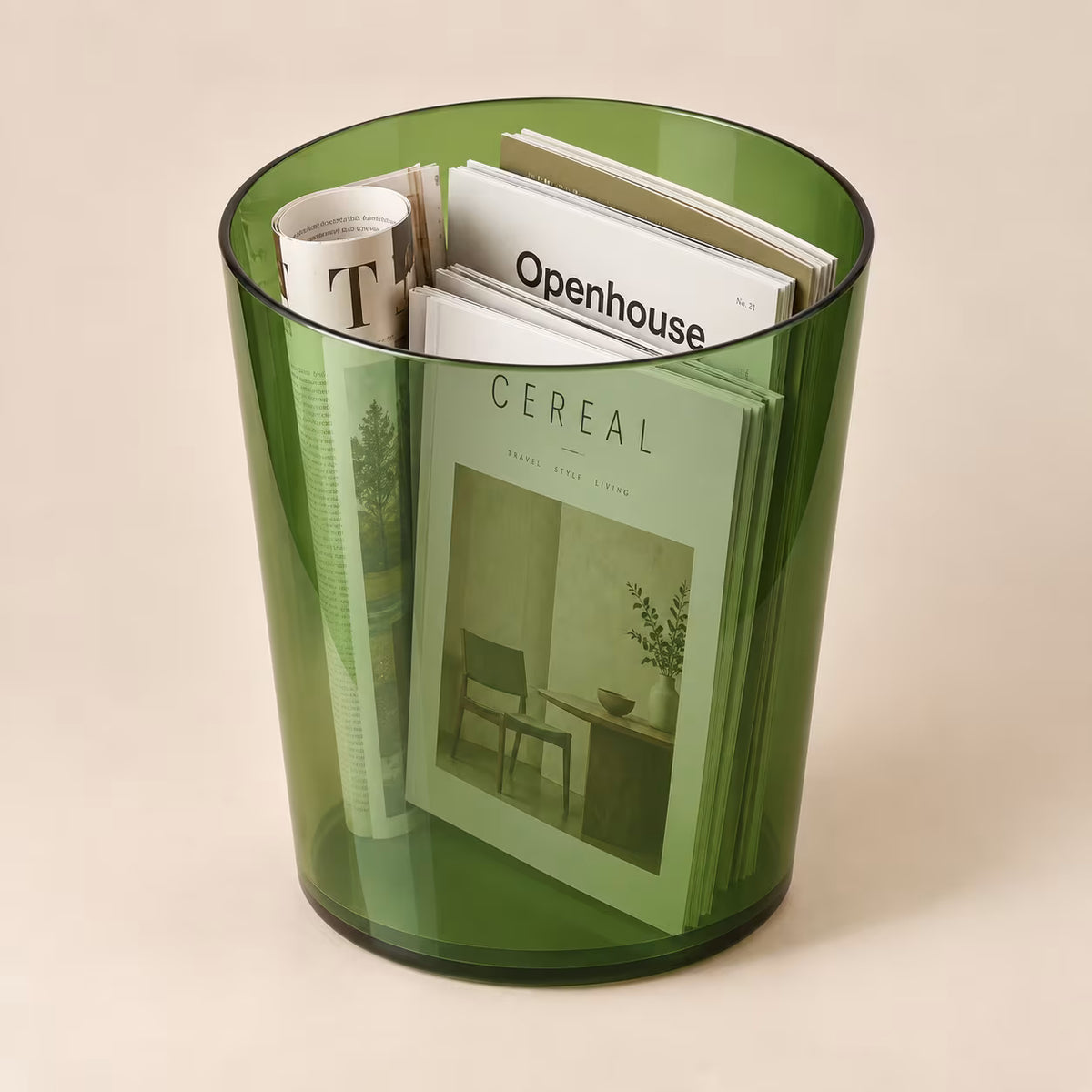 Green translucent minimal waste bin