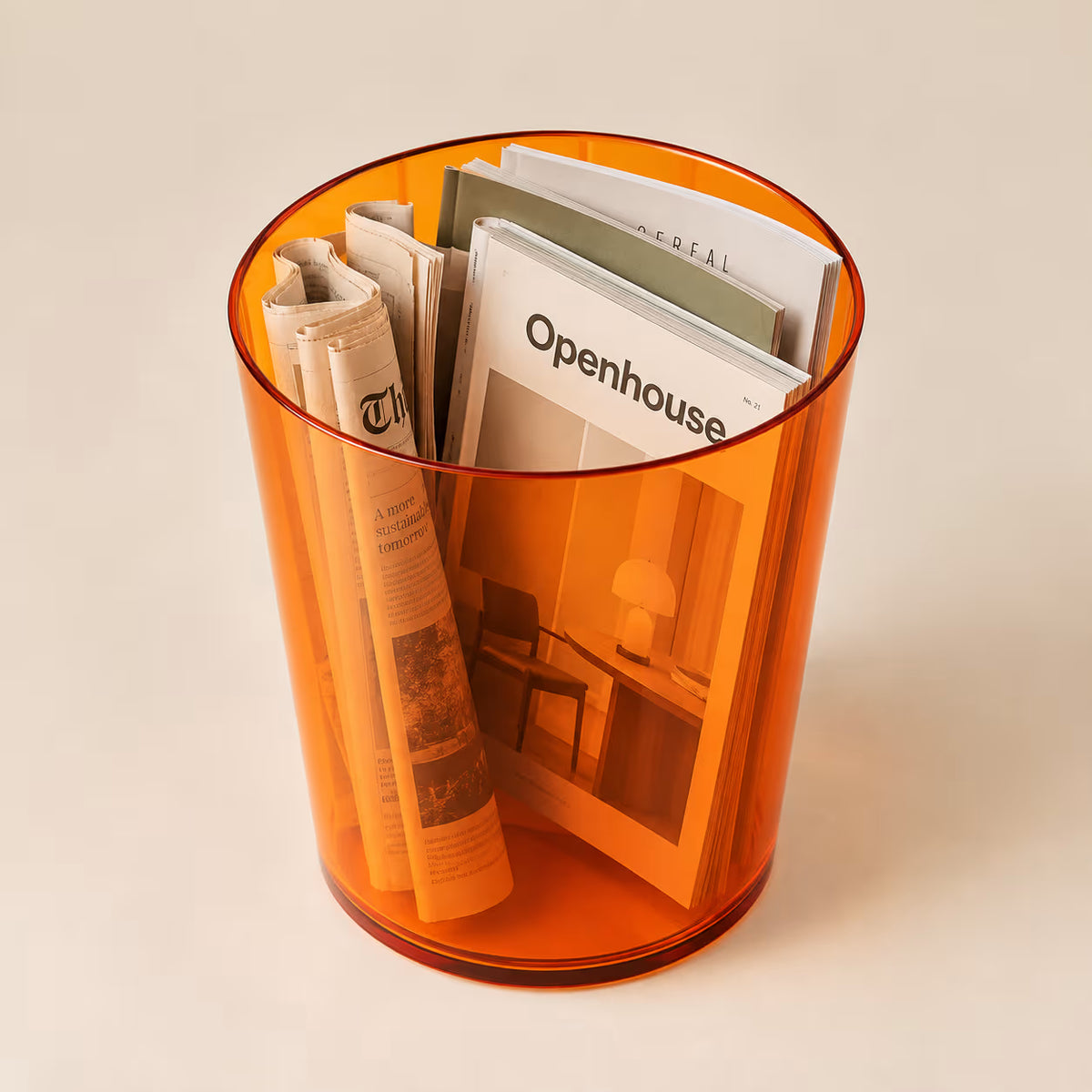 Orange translucent minimal waste bin