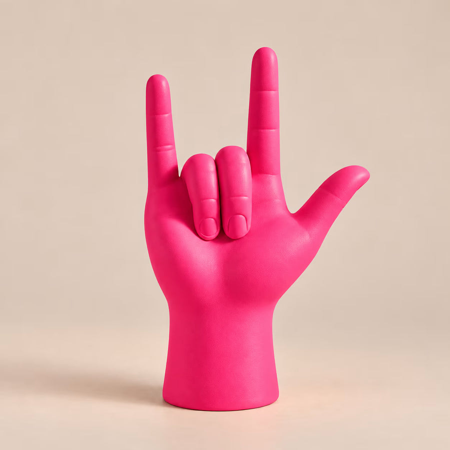 Pink Peace & Love sculpture