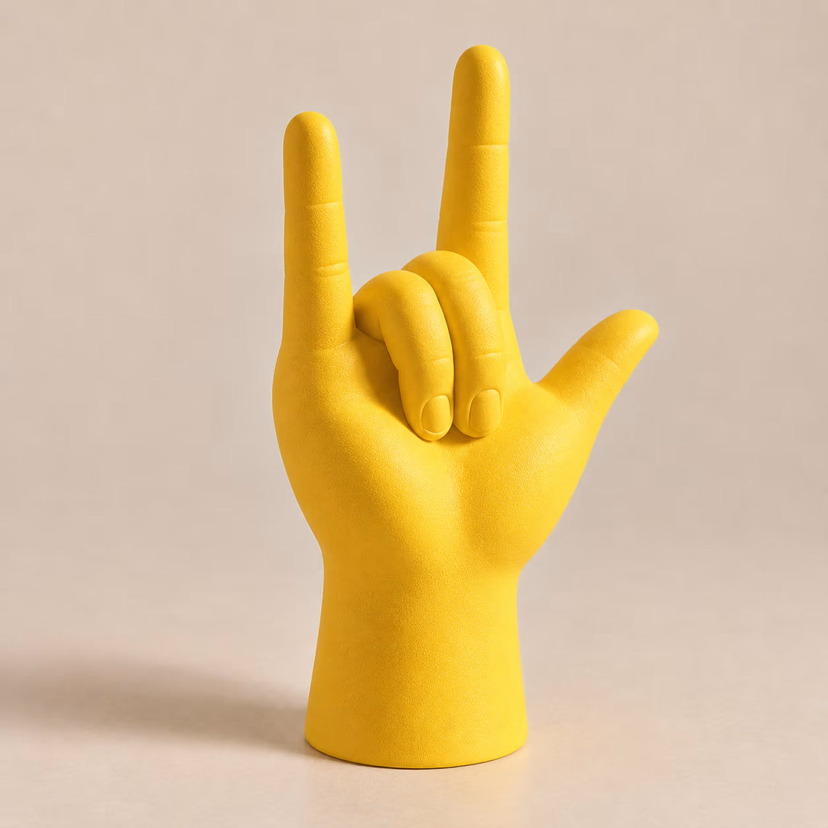 Yellow Peace & Love sculpture, alternate view