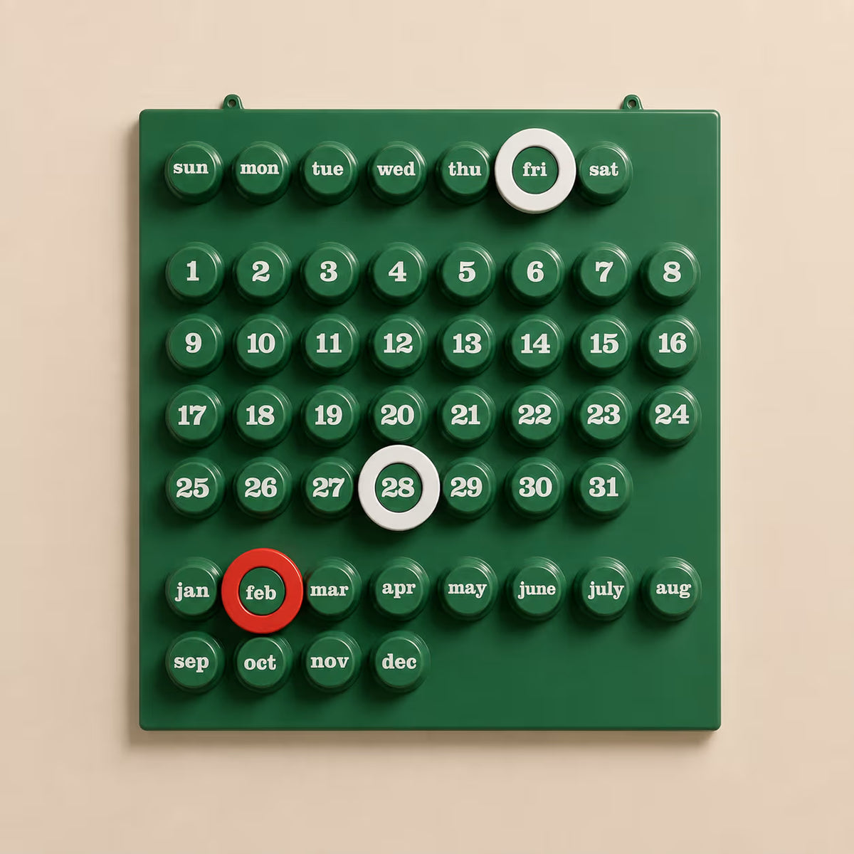 Retro analogue flip calendar – front view