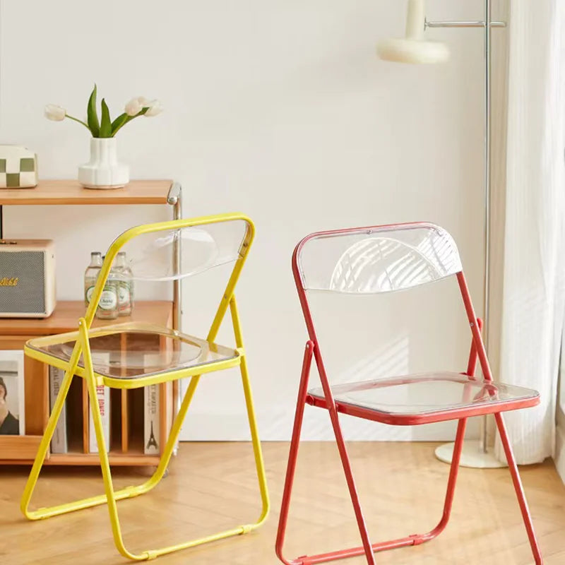Electroplated steel frame detail on the Minimal Folding Chair