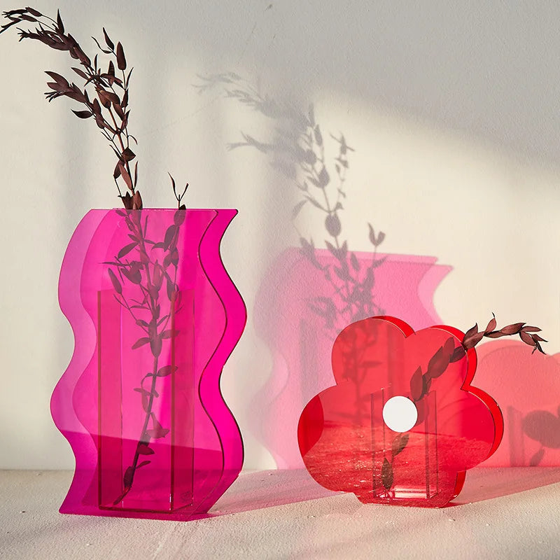 Layered colour detail on the Waveform Acrylic Vase
