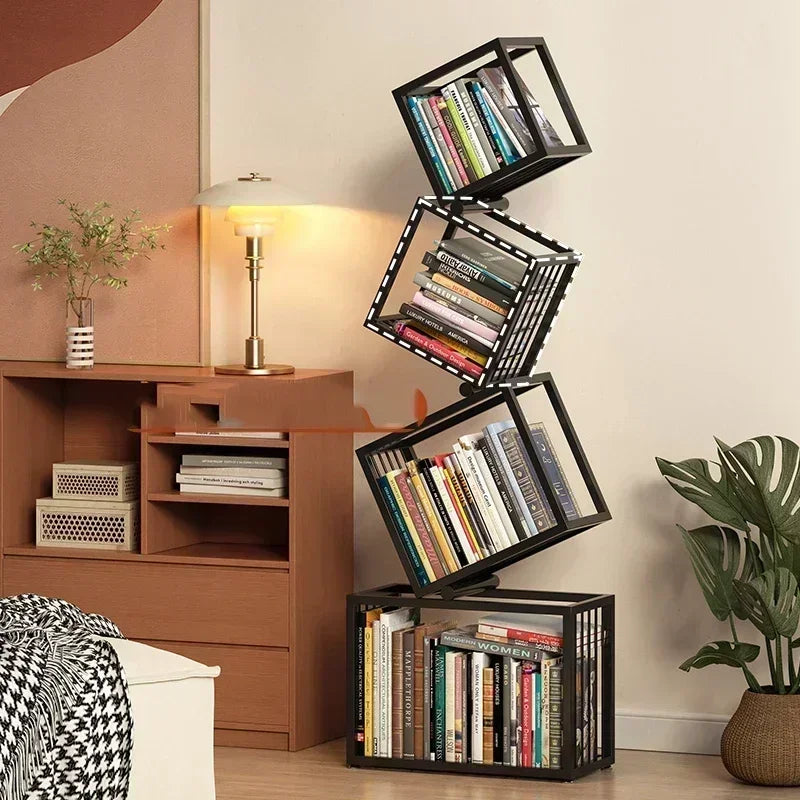 Three-tier Rotating Cube Bookshelf product view