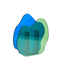 Lagoon Layer Waveform Acrylic Vase in green and blue