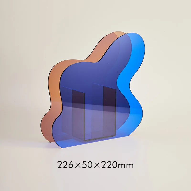 Midnight Blend Waveform Acrylic Vase in blue and bronze