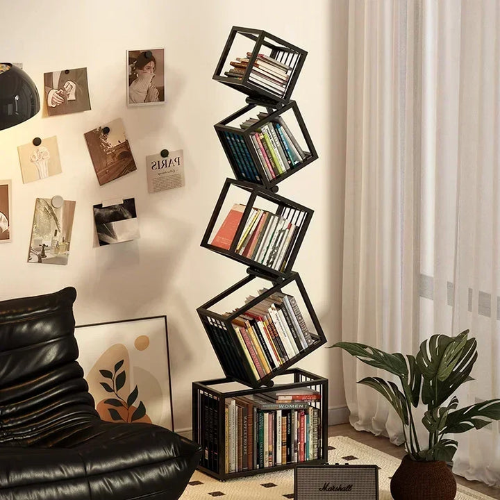 Rotating Cube Bookshelf