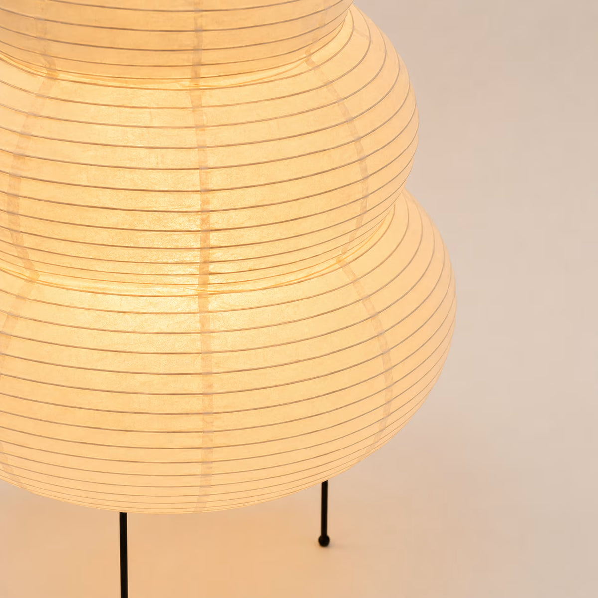 Sculptural Hikaru paper table lamp shown from an alternate angle