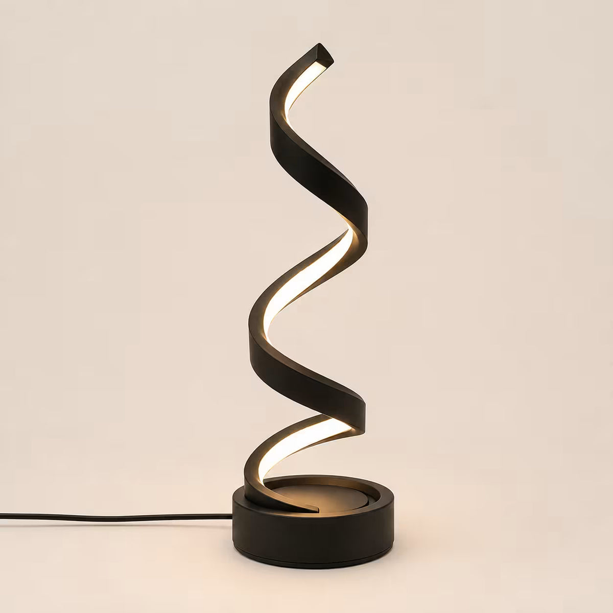 Spiral sculptural table lamp – front view