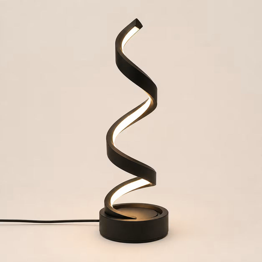 Spiral sculptural table lamp – front view