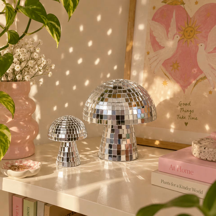 Mirrored disco mushroom decor lifestyle photo