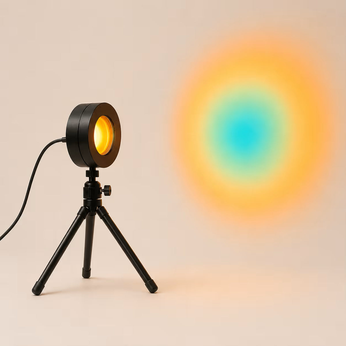 Compact Sunset Glow Projection Lamp positioned on a tripod stand