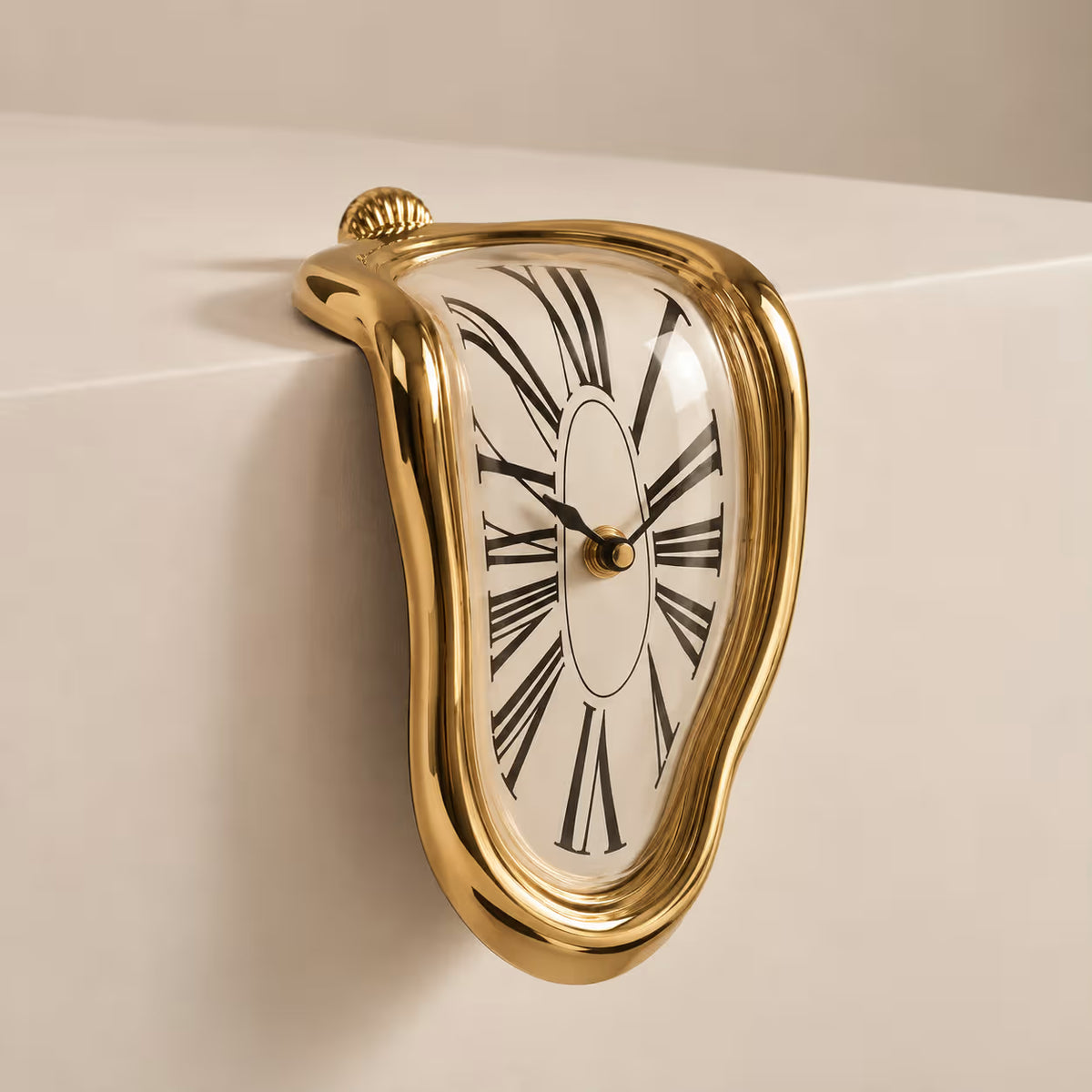 Gold Melting Clock, surreal dripping table clock