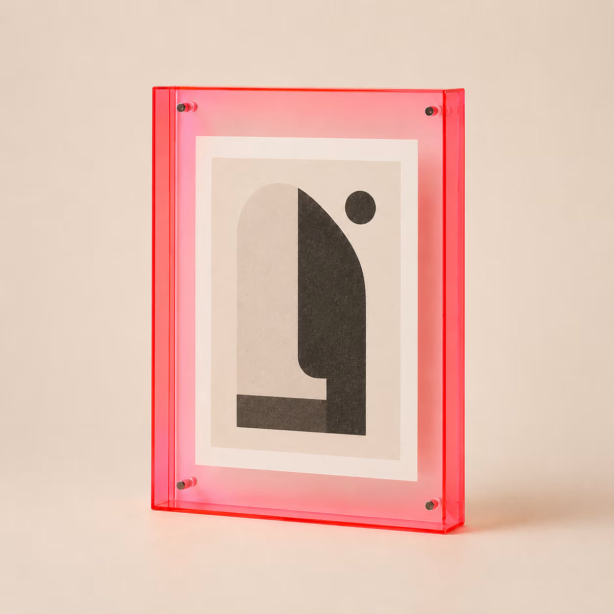 Transparent acrylic picture frame in orange – front view
