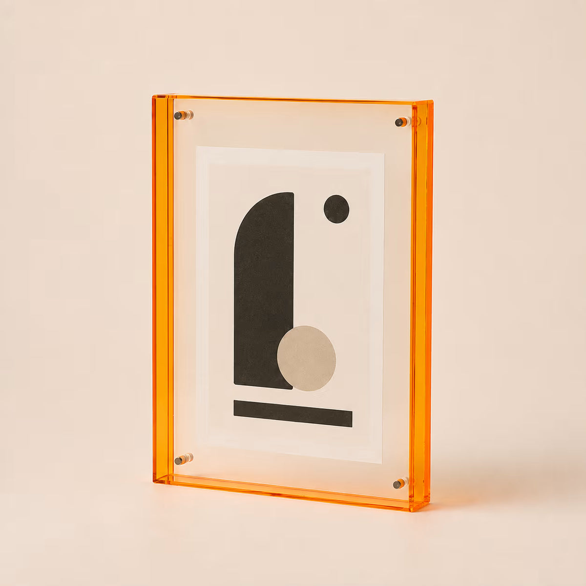 Transparent acrylic picture frame in orange – product view 4