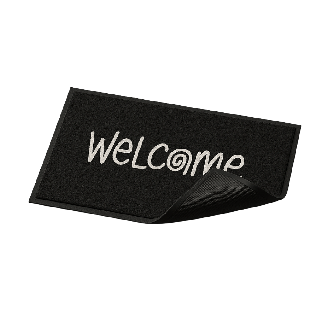 Welcome Door Mat in a styled entryway