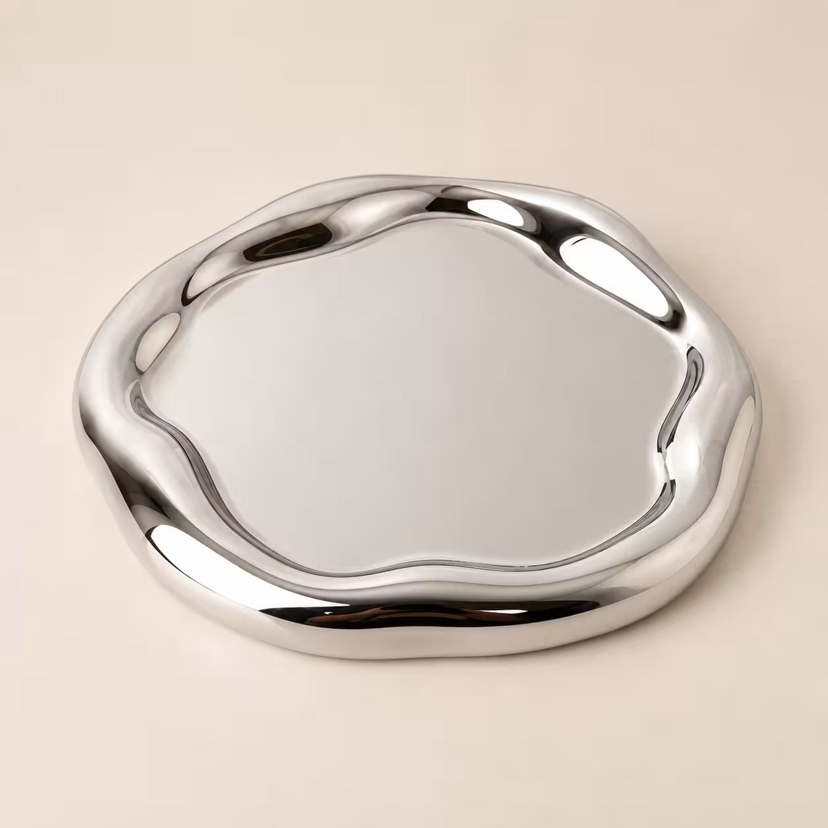 Large round wobbly chrome tray