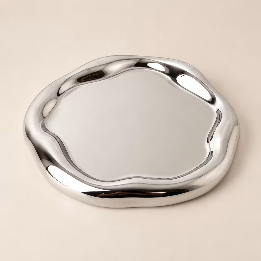 Large round wobbly chrome tray