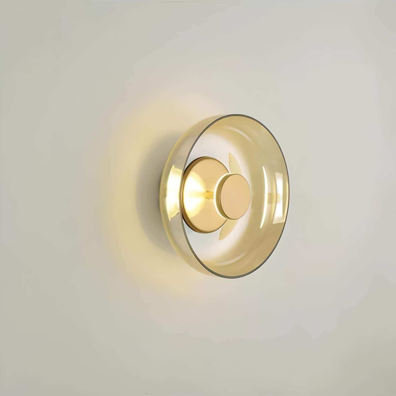 Aurora wall light with amber glass shade