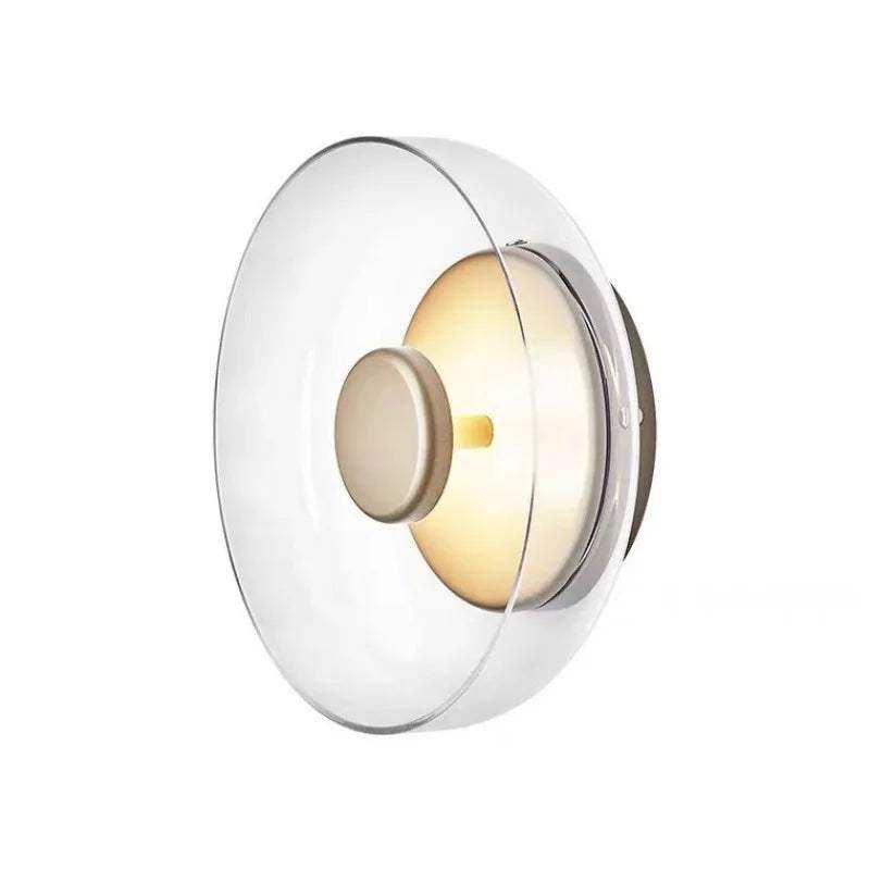 Modern glass wall light in amber, smoked or clear finish