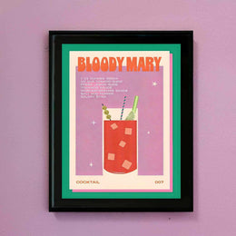 Bloody Mary cocktail canvas print in red, pink and green