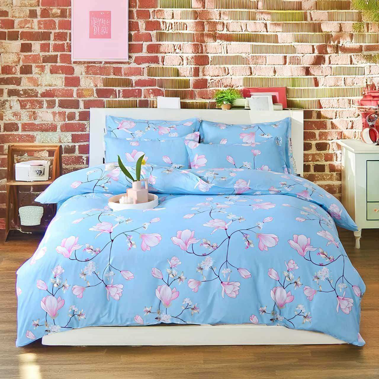 Cherry blossom duvet cover, flat sheet and matching pillowcases