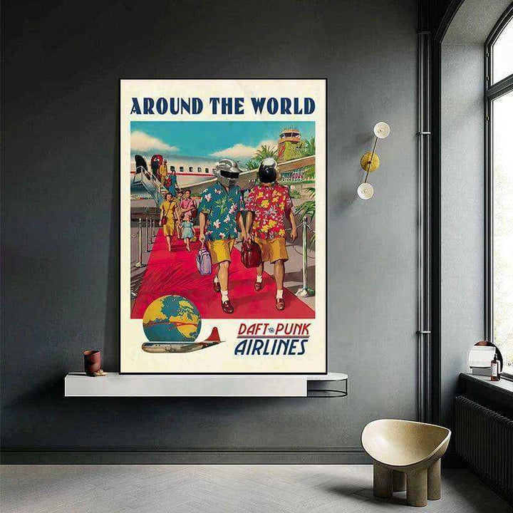 Daft Punk Around The World Canvas Poster - Sickhaus - Quirky Home Accessories UK