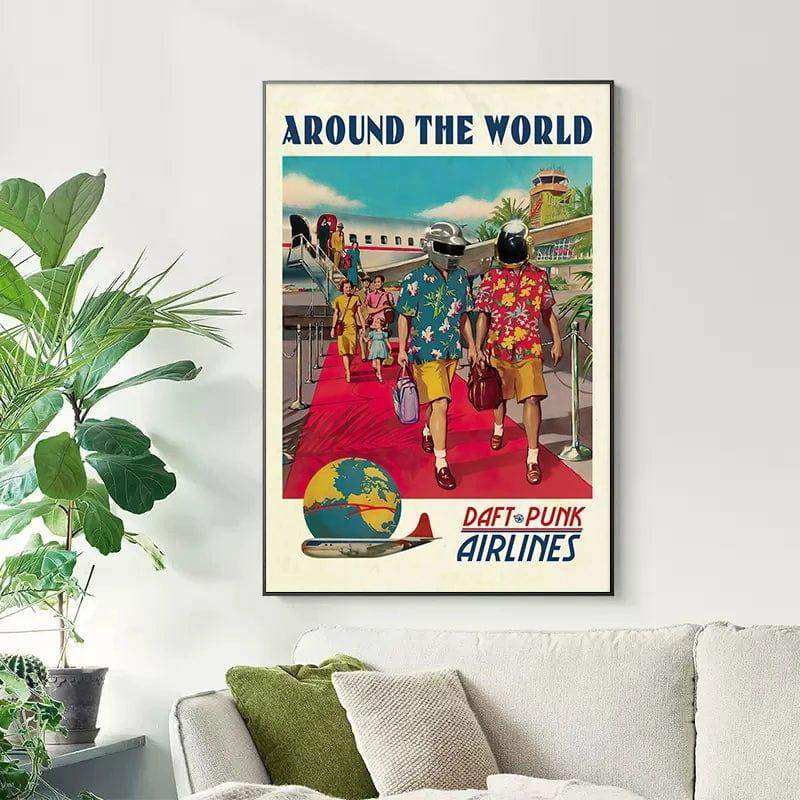 Daft Punk canvas poster shown in an interior